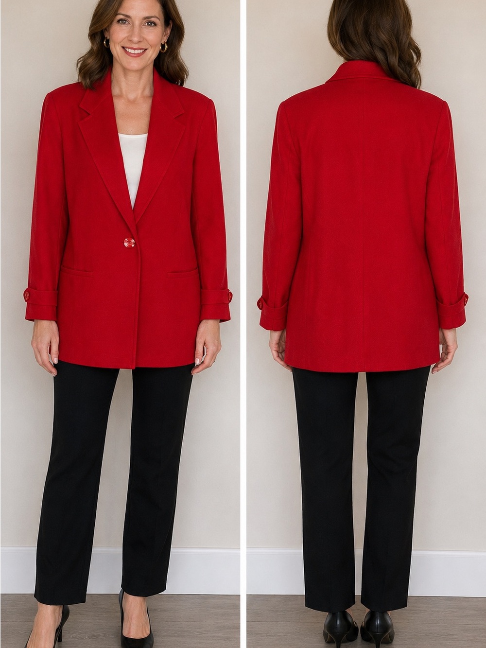 Vintage Requirements Red Wool
Blazer Size 10